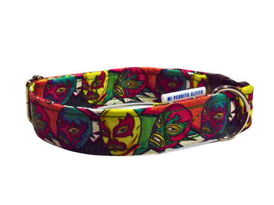 Luchador Mexicano, Adjustable Flat Dog Collar – Durable, Comfortable, and Stylish for Your Pet