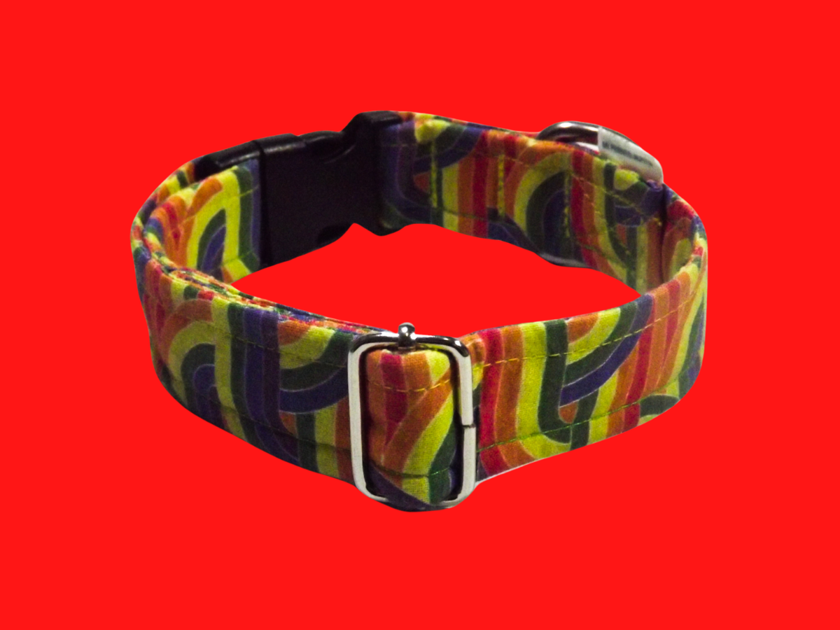 Rainbow Adjustable Flat Dog Collar – Durable, Comfortable, and Stylish for Your Pet