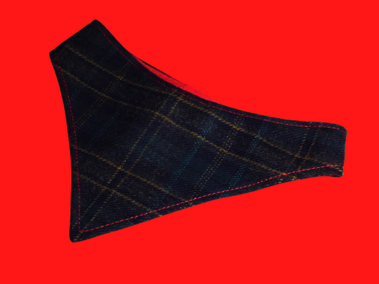 Dark Green Tartan, Chic Styles: Trendy Bandana for Dogs