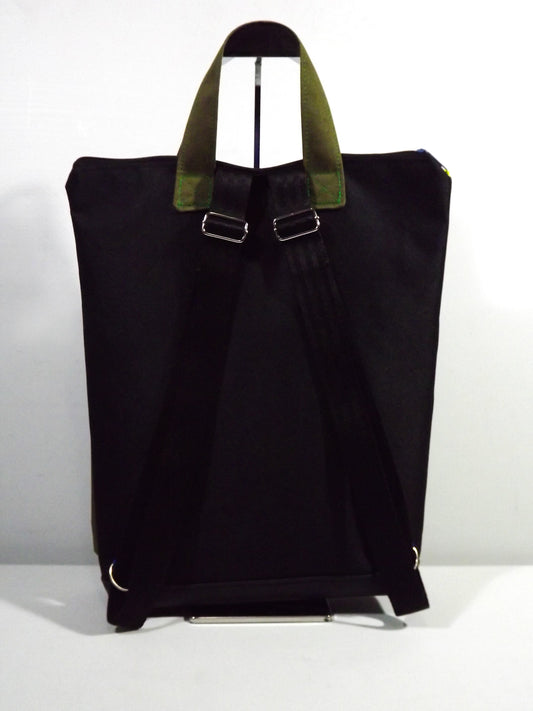 Black & Green Laptop Backpack with Adjustable Strap, Padded Laptop Pocket & Built-in Key Fob