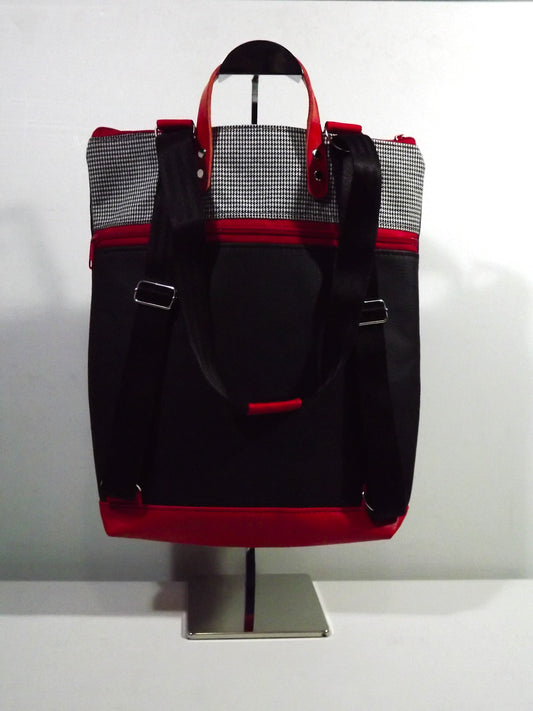Black Backpack Crossbody bag with Adjustable Strap, Safety Pocket & Built-in Key Fob